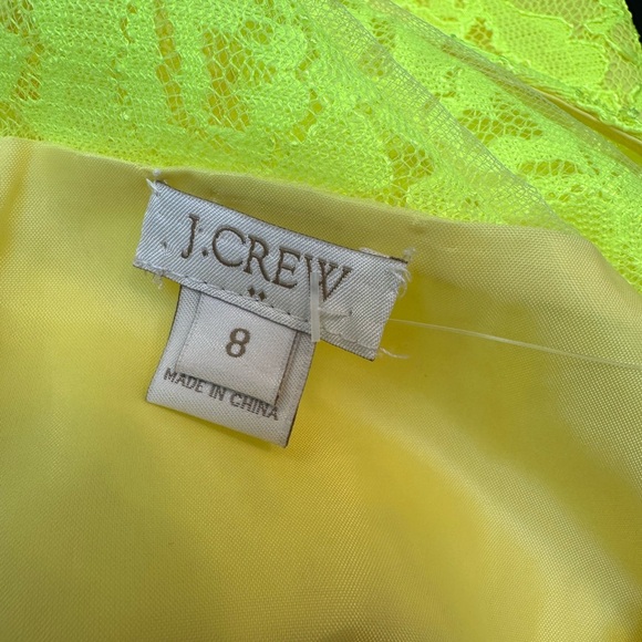 J. Crew Sleeveless Neon Chartreuse Lace Overlay Back Zip Dress Size 8 Medium NWT - Picture 11 of 16